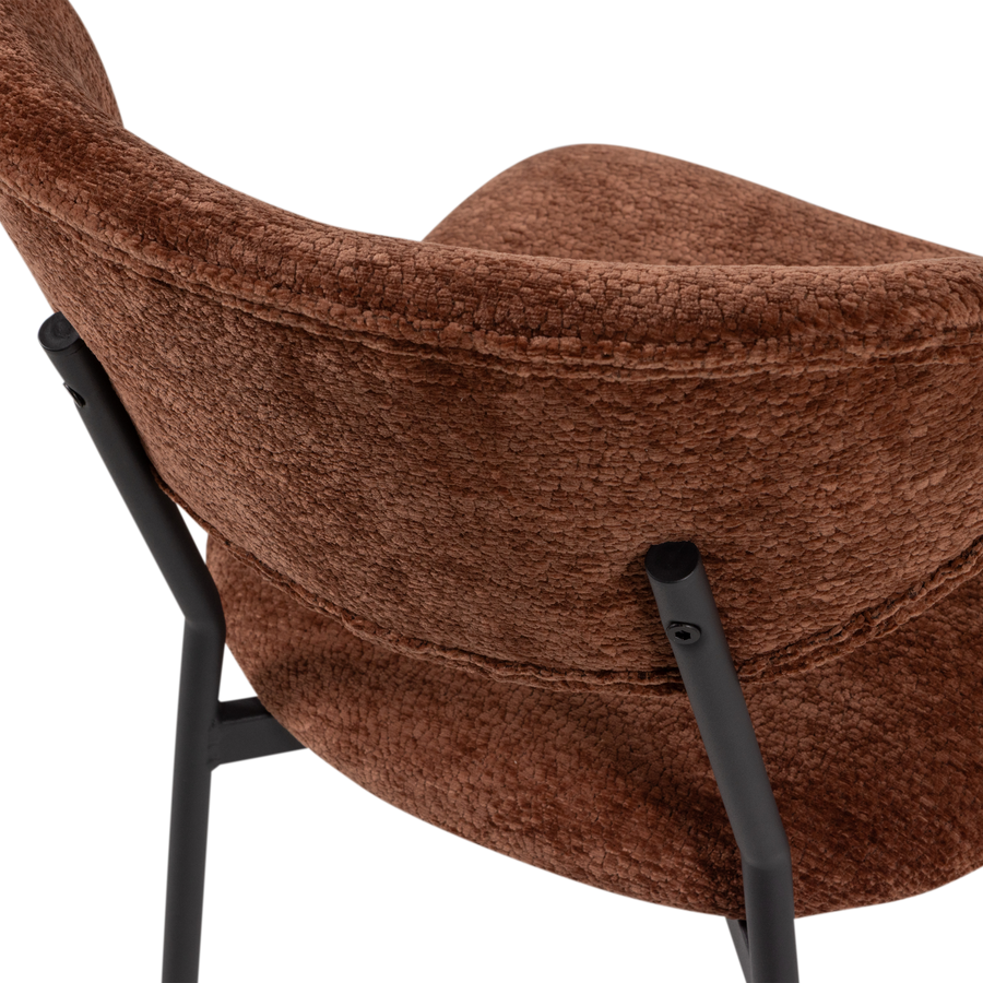 Kjeld eetkamerstoel chenille structuur bruin (set of 2)