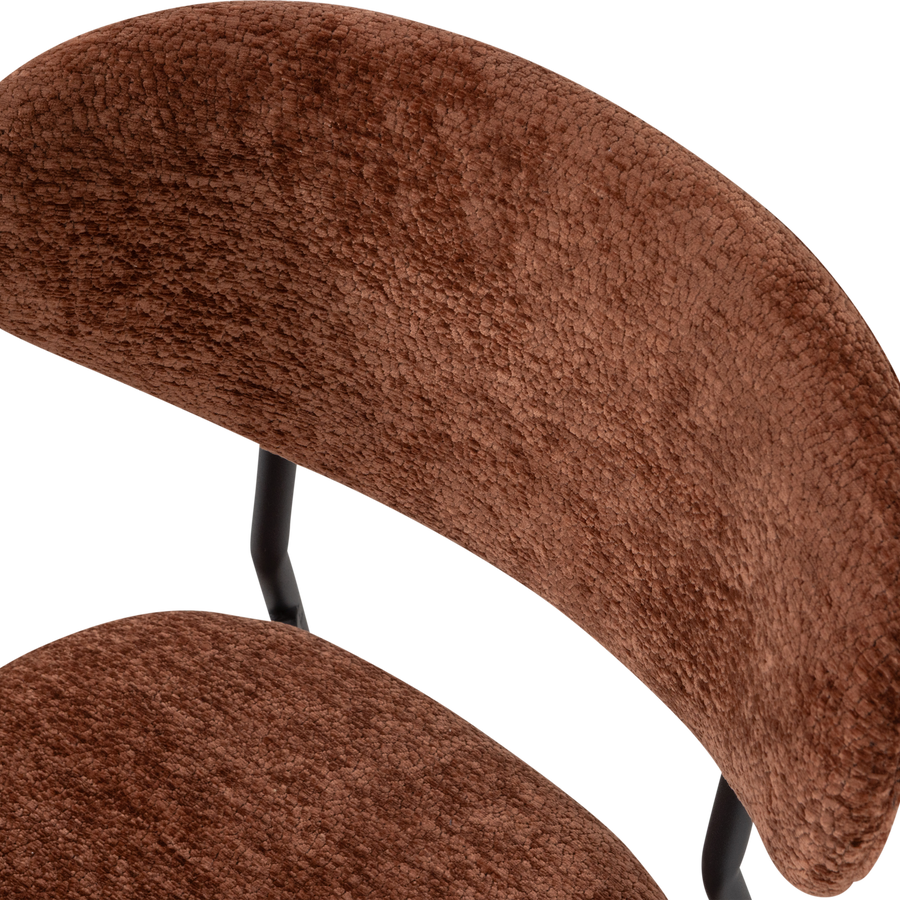 Kjeld eetkamerstoel chenille structuur bruin (set of 2)