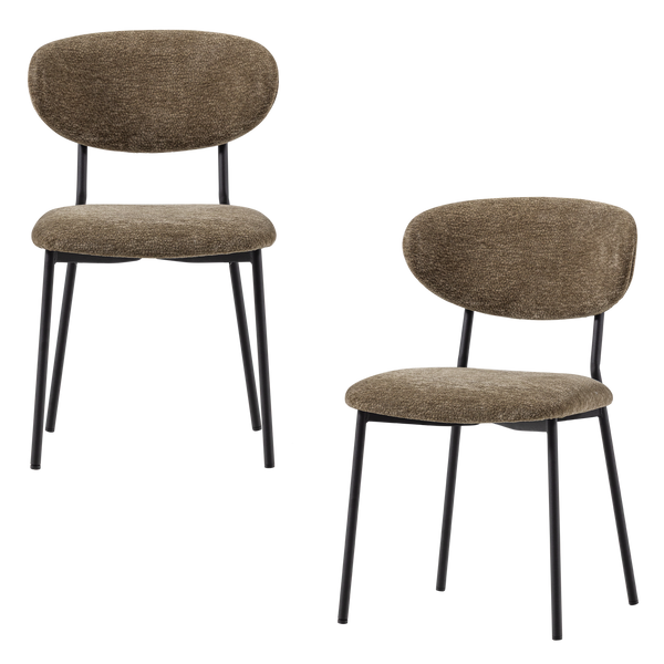 Kjeld eetkamerstoel chenille structuur groen (set of 2)
