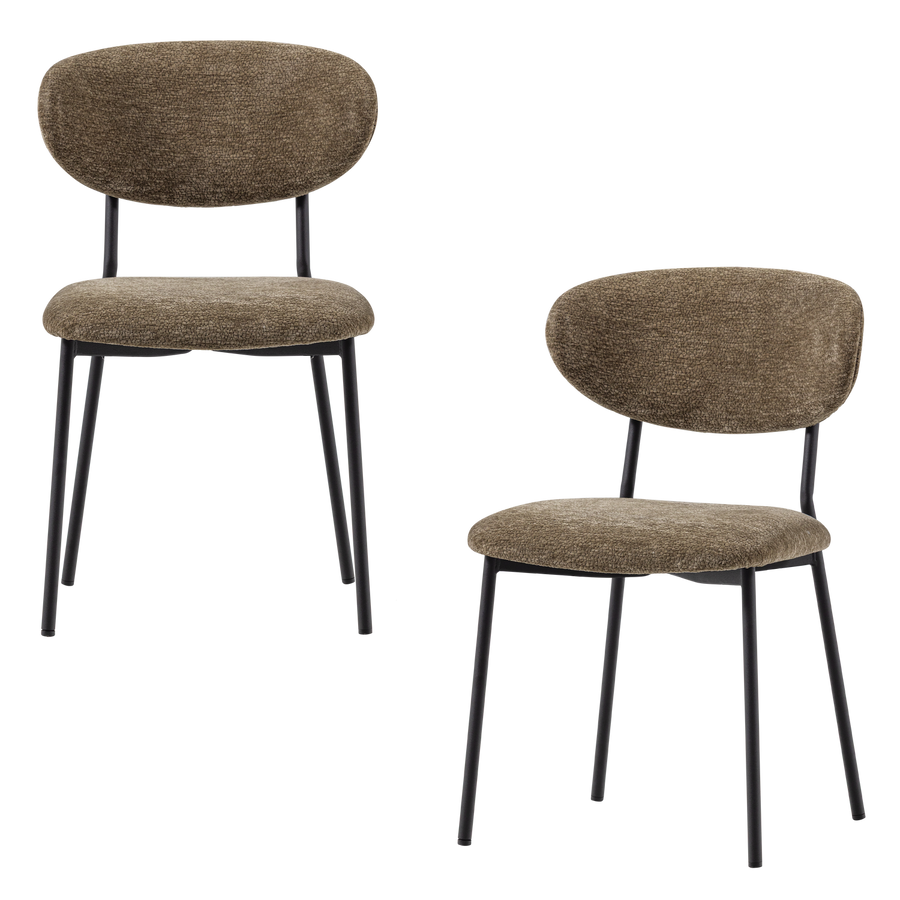 Kjeld eetkamerstoel chenille structuur groen (set of 2)