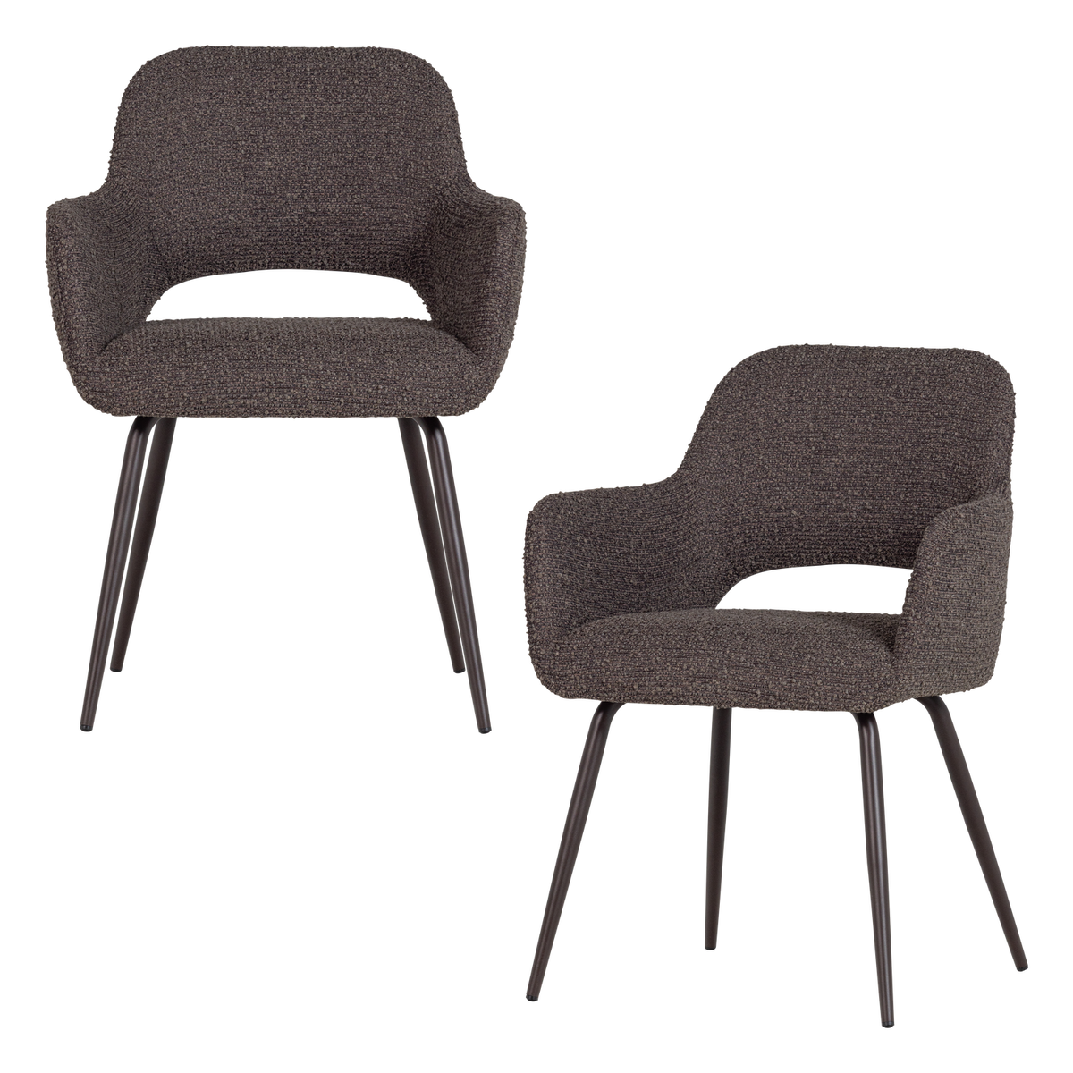 Jenny eetkamerstoel boucle bruin melange - set van 2