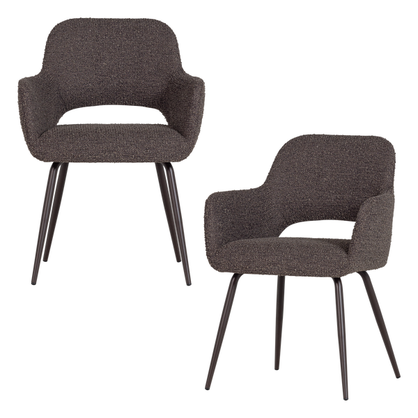 Jenny eetkamerstoel boucle bruin melange - set van 2
