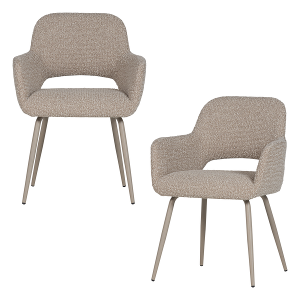 Jenny eetkamerstoel boucle zand melange - set van 2