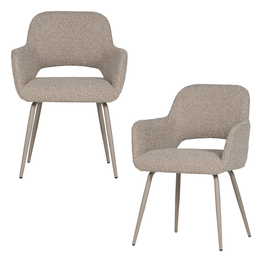 Jenny eetkamerstoel boucle zand melange - set van 2