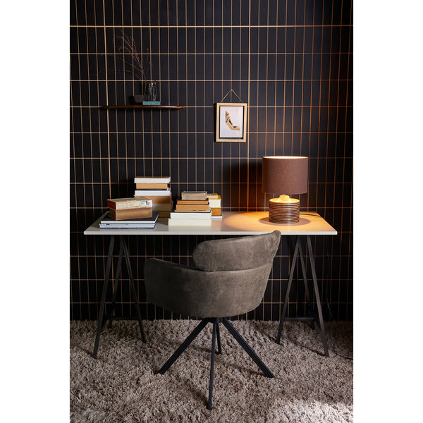 FENNE DRAAIBARE EETKAMERSTOEL LEERLOOK ZWART/GRIJS (set of 2)