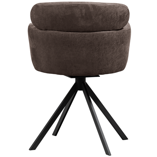 FENNE DRAAIBARE EETKAMERSTOEL LEERLOOK ZWART/GRIJS (set of 2)