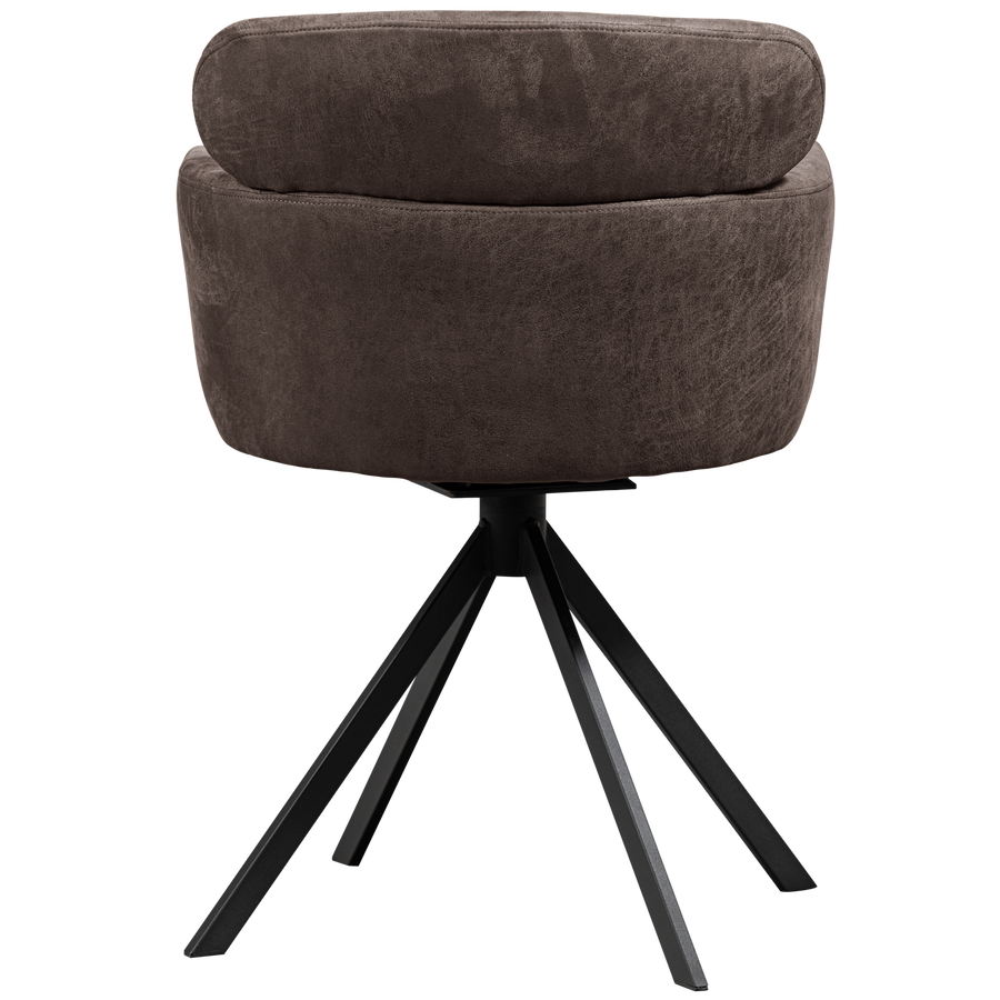 FENNE DRAAIBARE EETKAMERSTOEL LEERLOOK ZWART/GRIJS (set of 2)