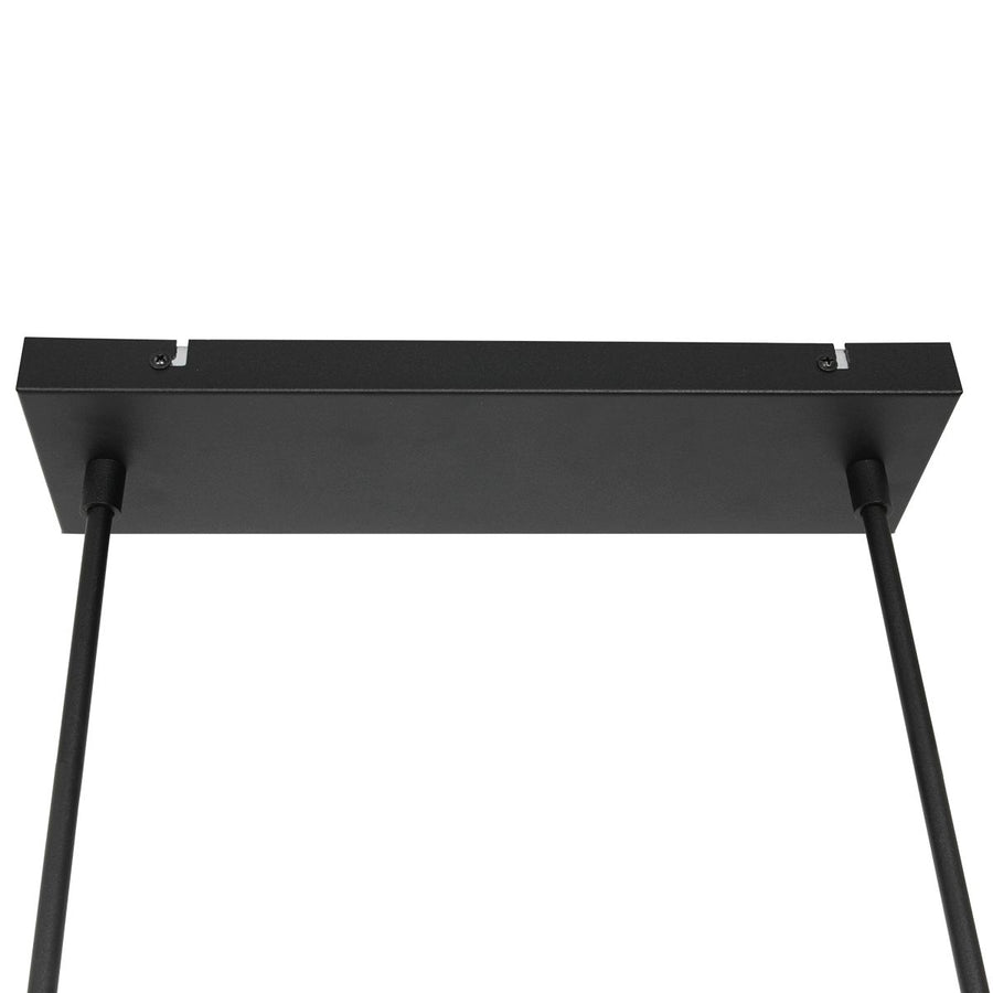 Zwarte 3-lichts hanglamp Stang 3743ZW met blank zwarte bamboe kappen