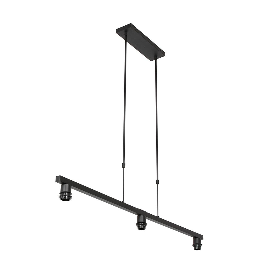 Zwarte 3-lichts hanglamp Stang 3743ZW met blank zwarte bamboe kappen