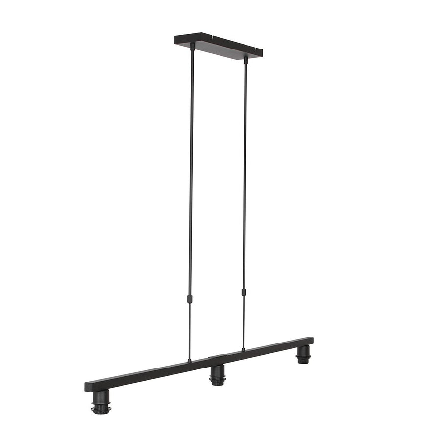 Zwarte 3-lichts hanglamp Stang 3743ZW met blank zwarte bamboe kappen