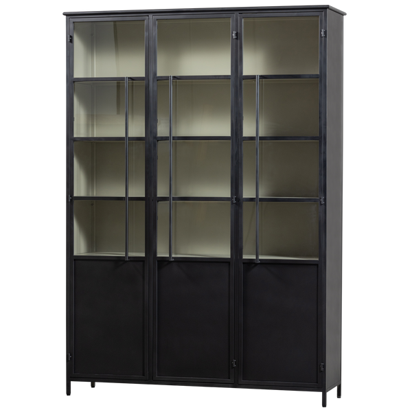 EXHIBIT XL 3-DEURS VITRINEKAST METAAL ZWART