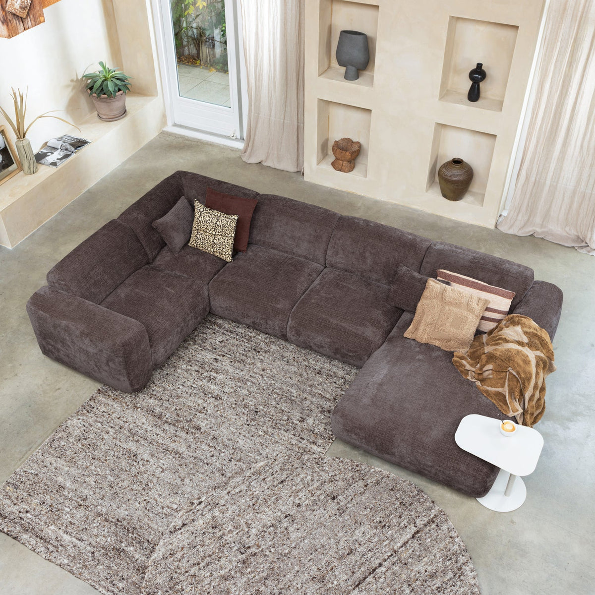 EFIA VLOERKLEED ROND WOL BRUIN MELANGE O200 CM