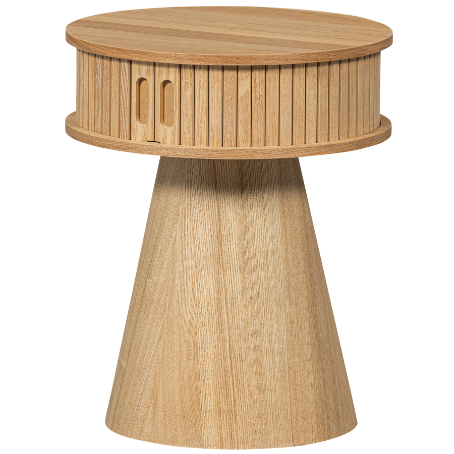 Karri nachtkastje rond mdf/grenen naturel