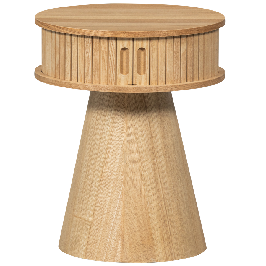 Karri nachtkastje rond mdf/grenen naturel