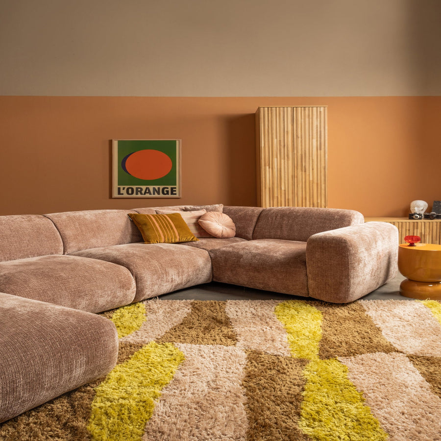 Musa vloerkleed grafisch dessin naturel/geel 170 x 240 cm