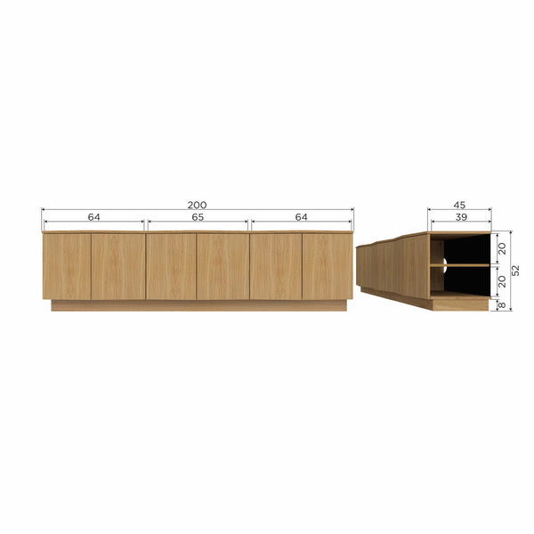 Zuma tv-meubel 200 cm eiken fineer transparant [fsc]