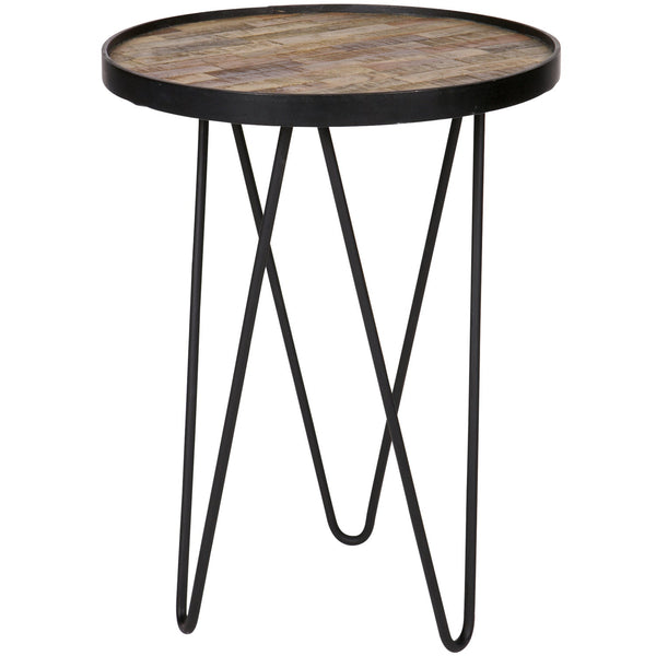 Lev bijzettafel teakhout/metaal naturel/zwart