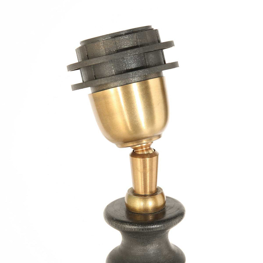 Lampvoet bois 3756zw zwartbruin met bamboe kap blank/zwart
