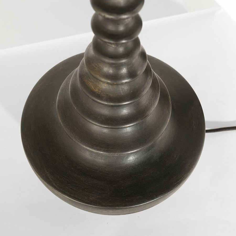 Lampvoet bois 3756zw zwartbruin met bamboe kap blank/zwart