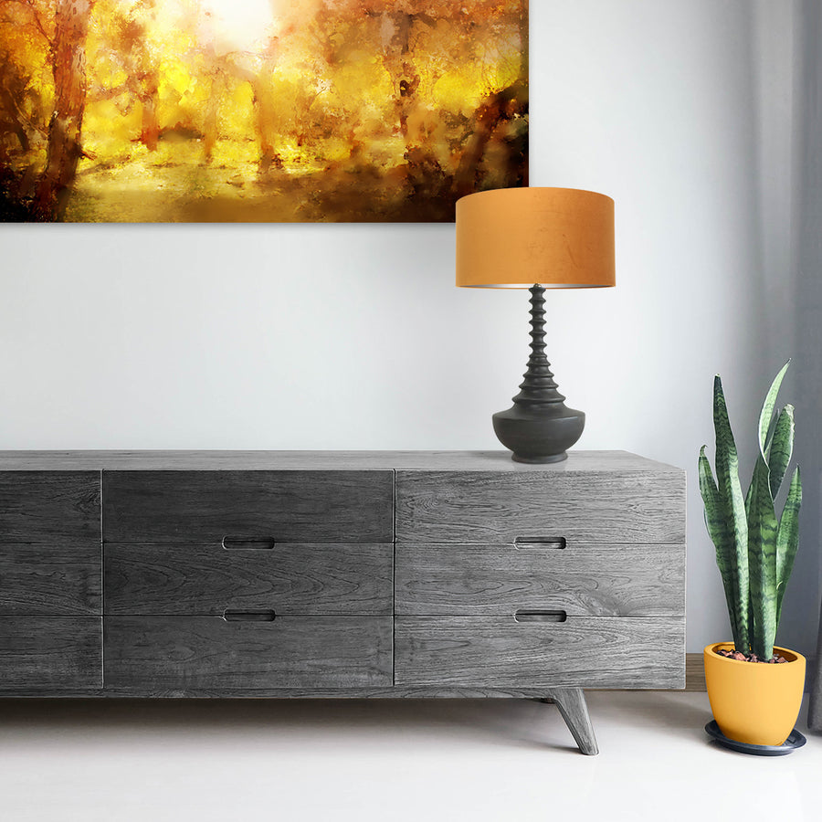 Lampvoet bois 3759zw zwart bruin met goud velours kap