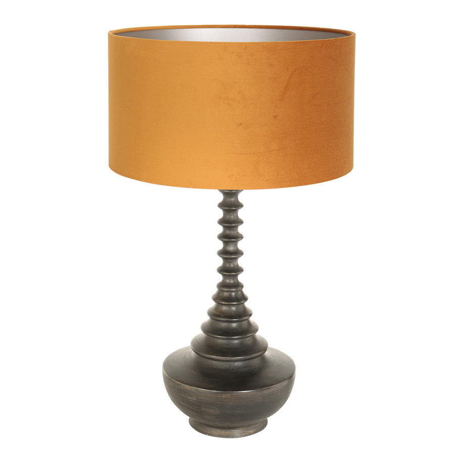 Lampvoet bois 3759zw zwart bruin met goud velours kap