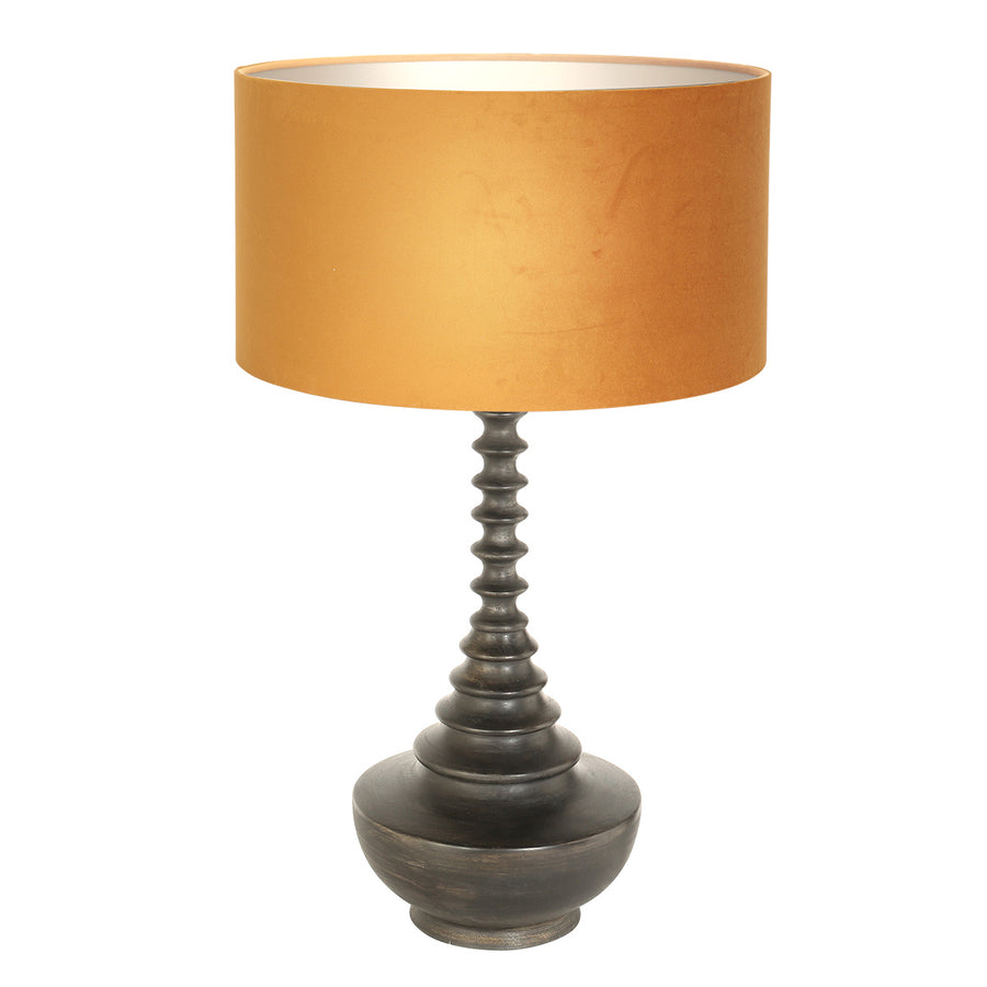 Lampvoet bois 3759zw zwart bruin met goud velours kap