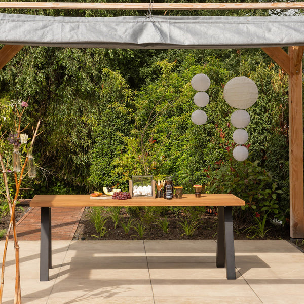 Tablo tuintafel ayous naturel met a-vorm poot metaal