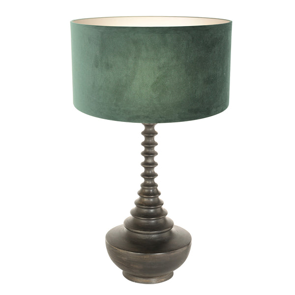 Lampvoet bois 3762zw zwart bruin met groene velours kap greenwave