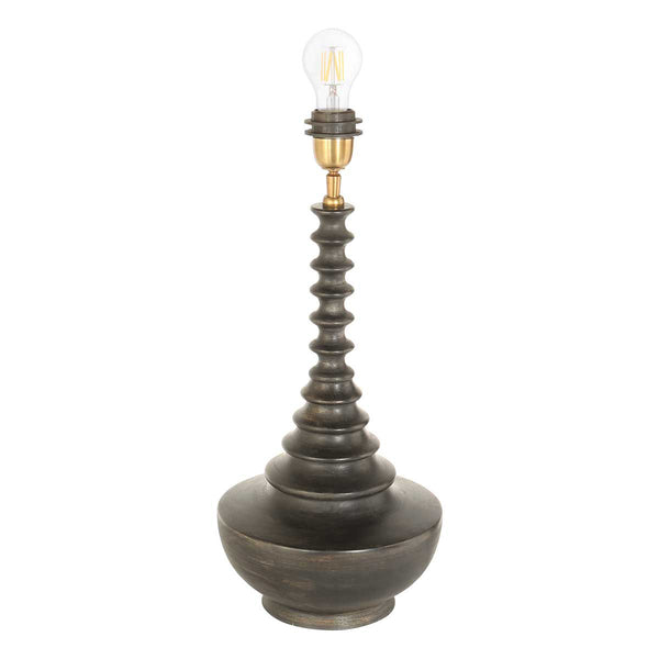 Lampvoet bois 3762zw zwart bruin met groene velours kap greenwave