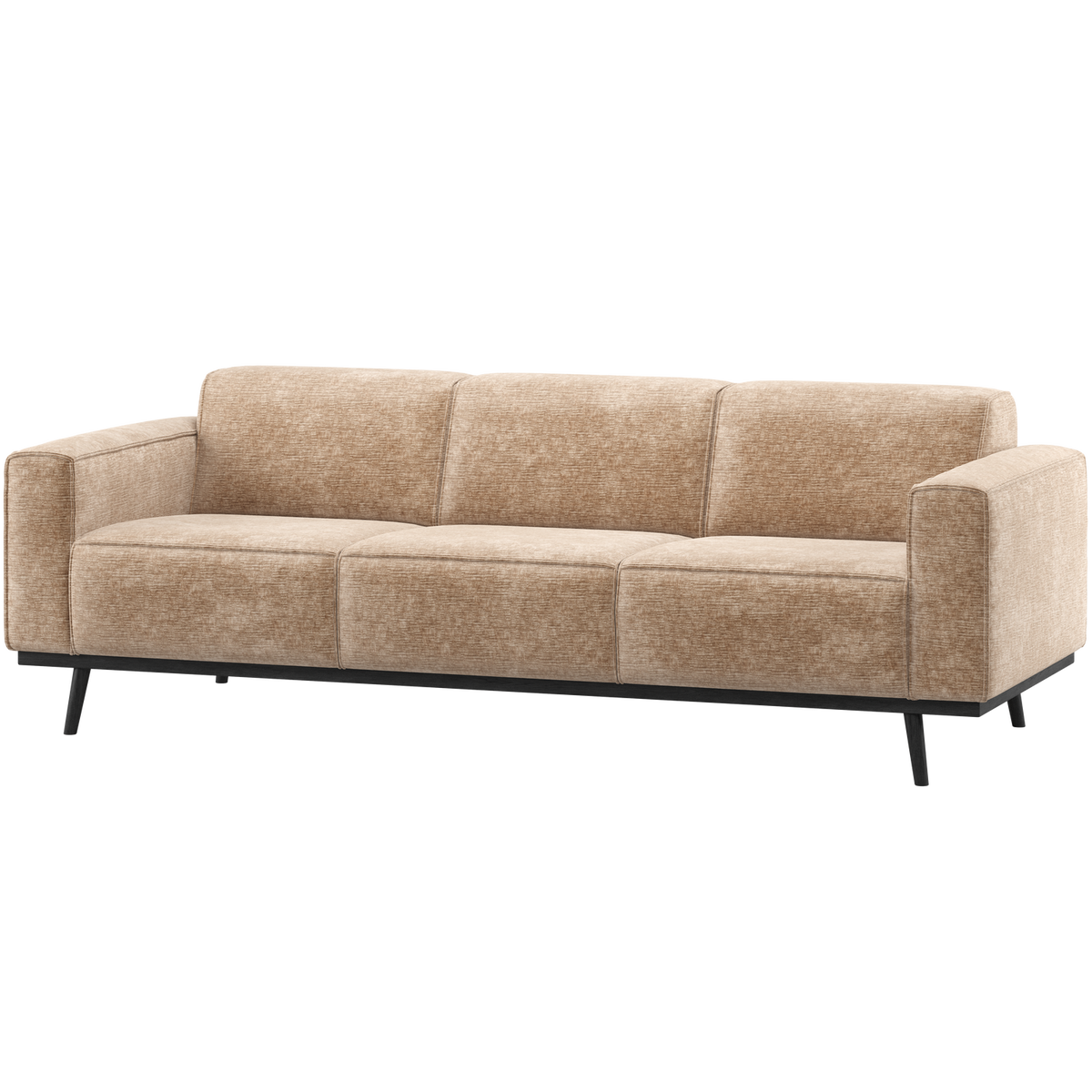 Statement 3-zits zitbank 230 cm chenille velvet perzikroze