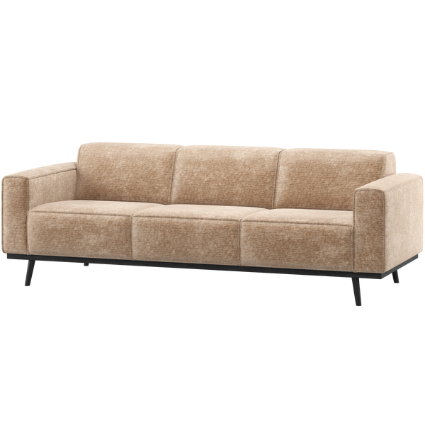 Statement 3-zits zitbank 230 cm chenille velvet perzikroze