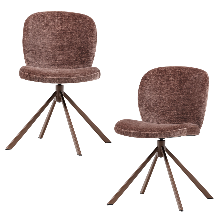 Femke eetkamerstoel chenille bruin (set of 2)