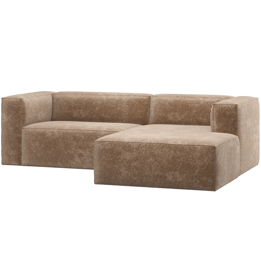 Bean chaise longue bank rechts chenille velvet taupe