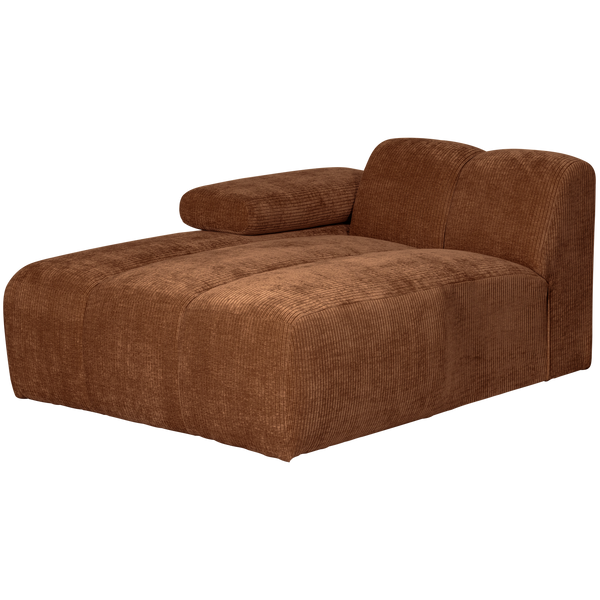 Mojo chaise longue element links ribstof roestbruin