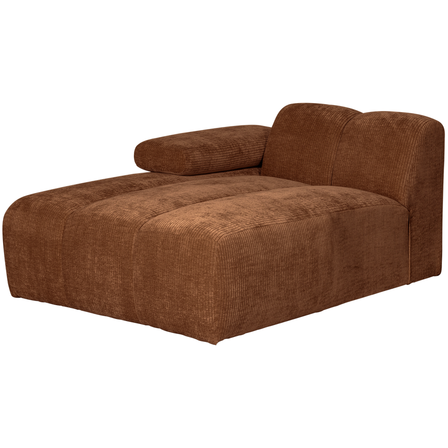 Mojo chaise longue element links ribstof roestbruin