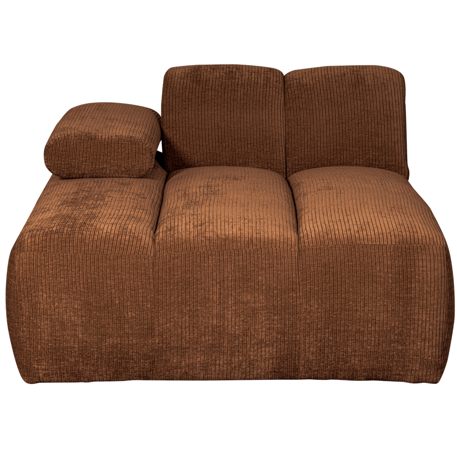 Mojo chaise longue element links ribstof roestbruin