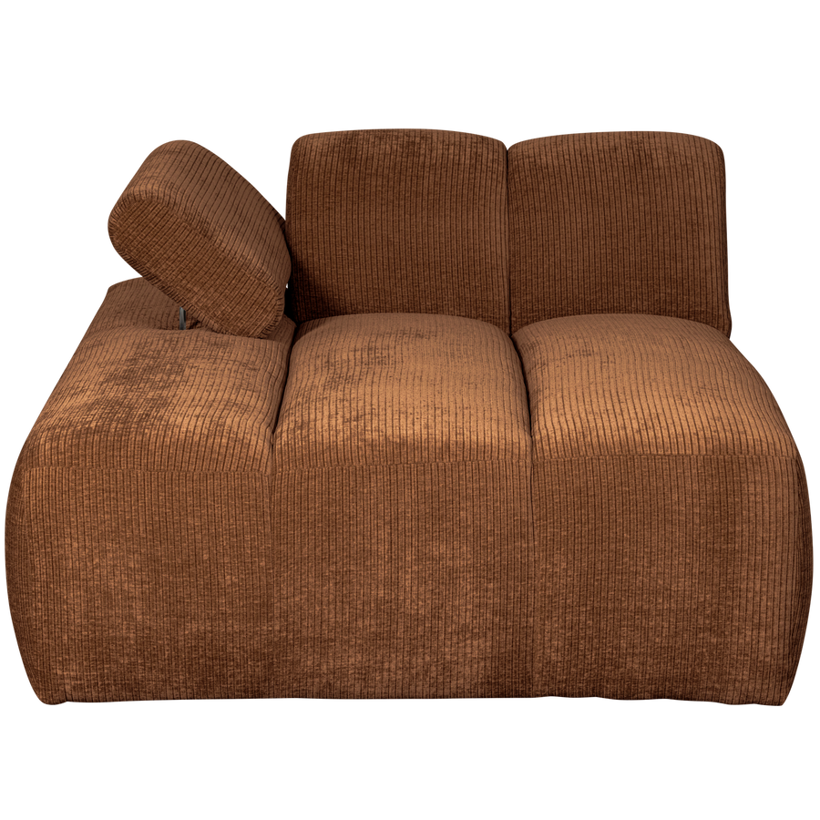 Mojo chaise longue element links ribstof roestbruin