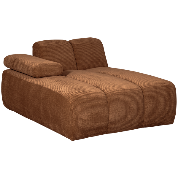 Mojo chaise longue element links ribstof roestbruin