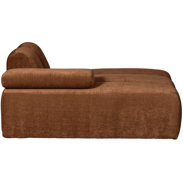 Mojo chaise longue element links ribstof roestbruin