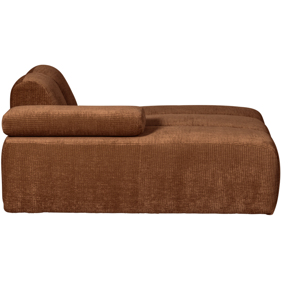 Mojo chaise longue element links ribstof roestbruin