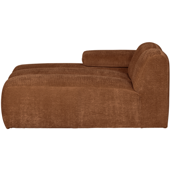 Mojo chaise longue element links ribstof roestbruin