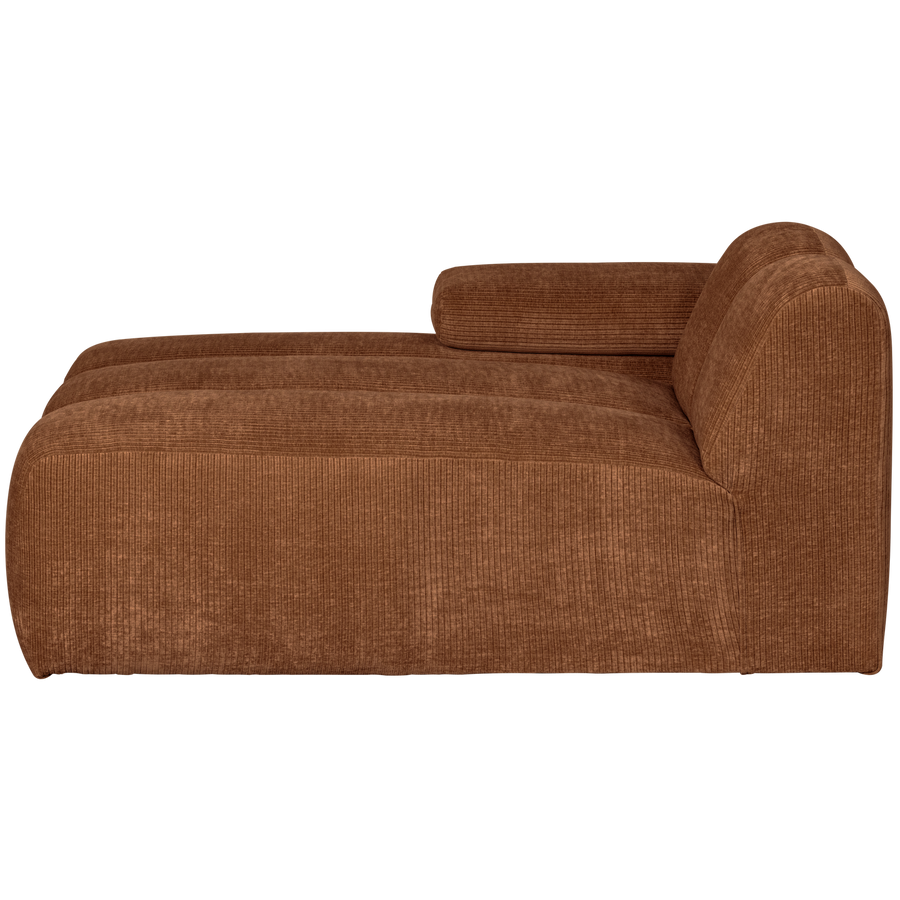 Mojo chaise longue element links ribstof roestbruin