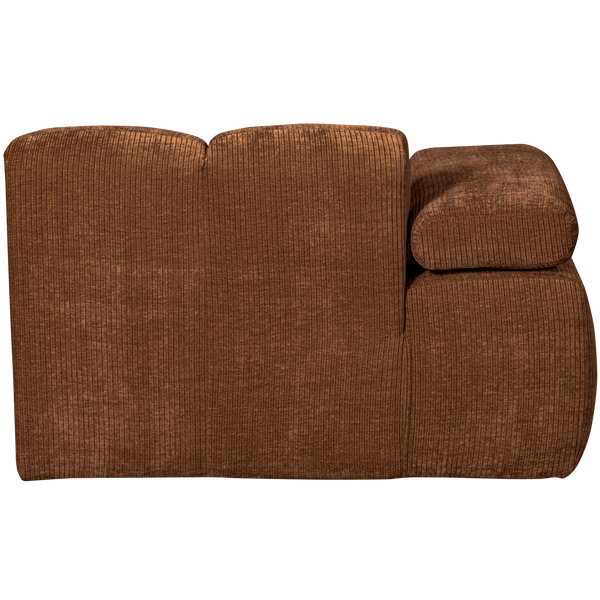 Mojo chaise longue element links ribstof roestbruin