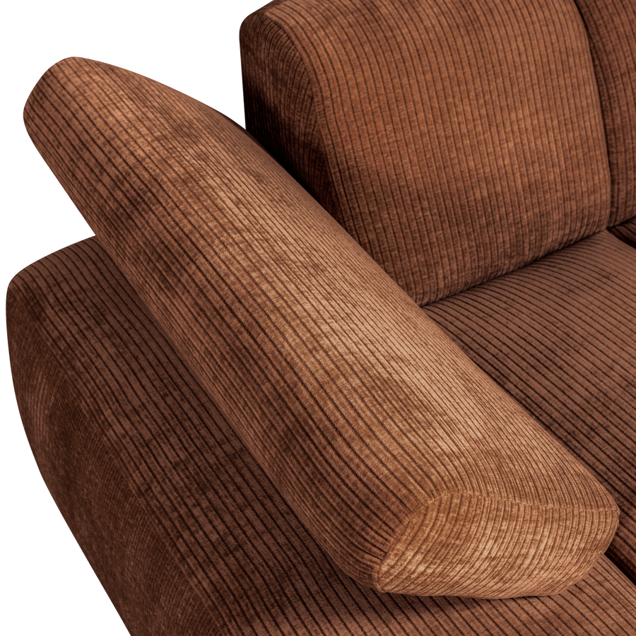 Mojo chaise longue element links ribstof roestbruin