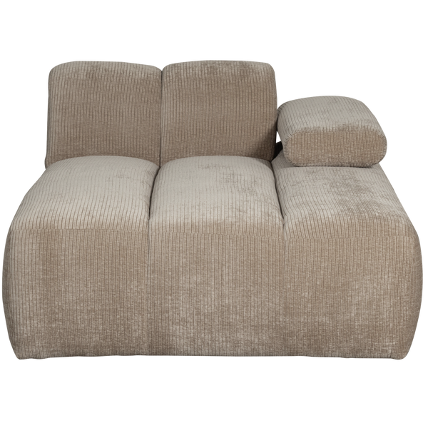 Mojo chaise longue element rechts ribstof donkerzand