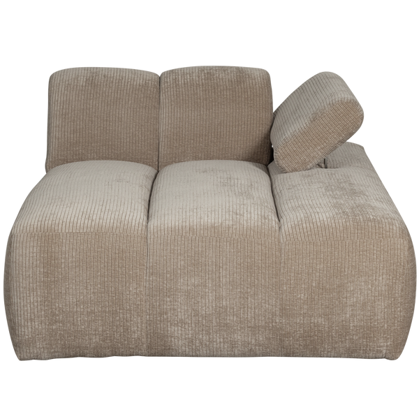 Mojo chaise longue element rechts ribstof donkerzand