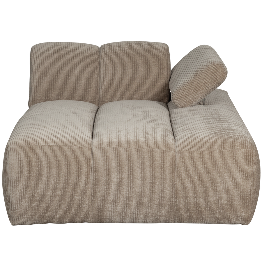 Mojo chaise longue element rechts ribstof donkerzand