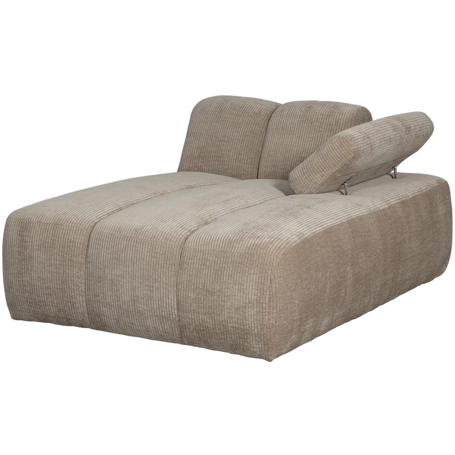 Mojo chaise longue element rechts ribstof donkerzand