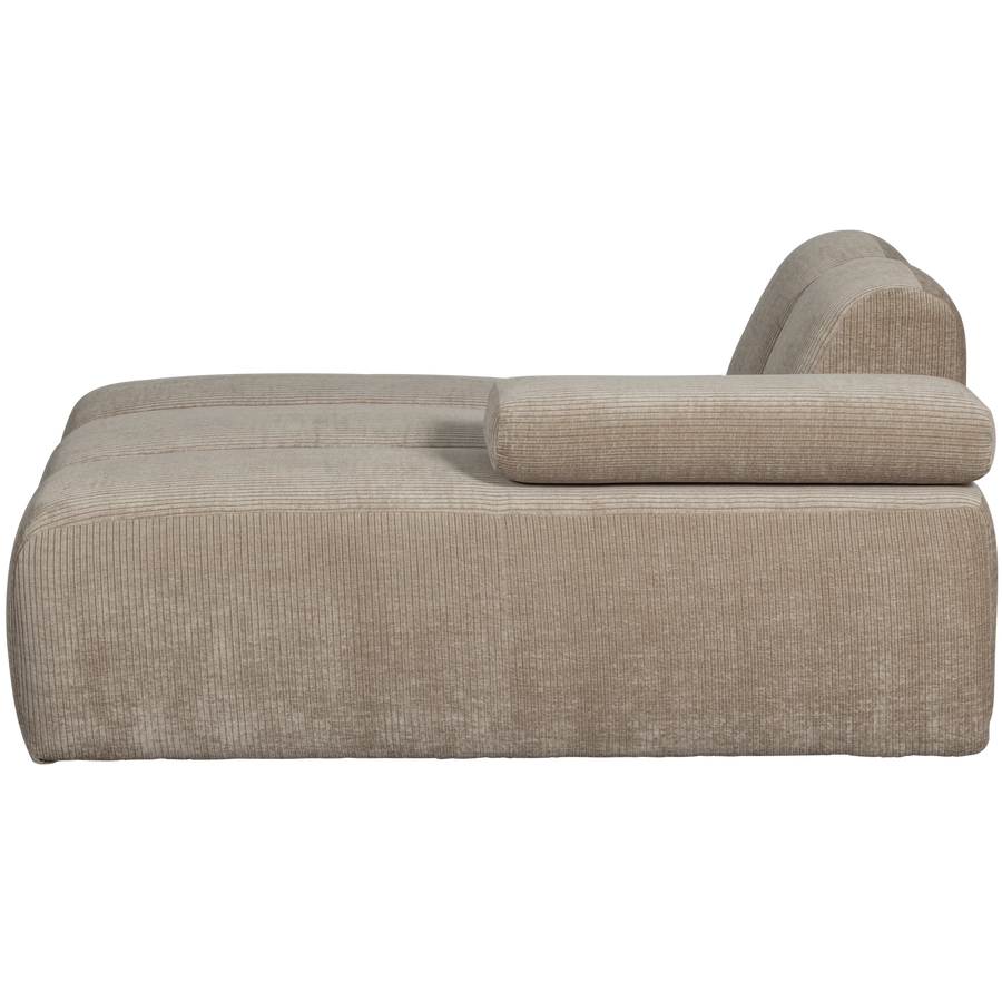Mojo chaise longue element rechts ribstof donkerzand