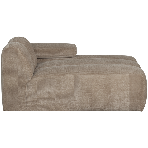 Mojo chaise longue element rechts ribstof donkerzand